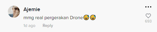 Komen drone hantaran @razifmutalib7 di aplikasi TikTok