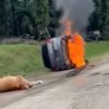 Penuduk bakar kereta selepas didakwa mencuri lembu