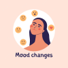 Premium Vector | Mood changes different states of emotions mood swings woman with various feelings vector flat illustration for mental disorder