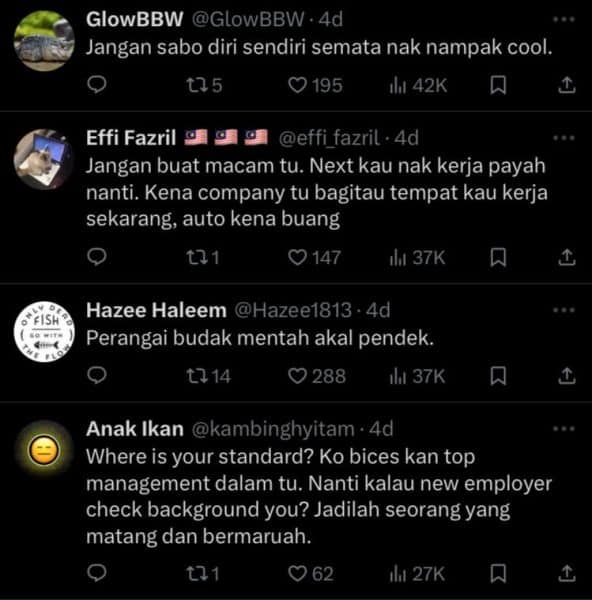 Ohmedia komen lelaki berhenti kerja