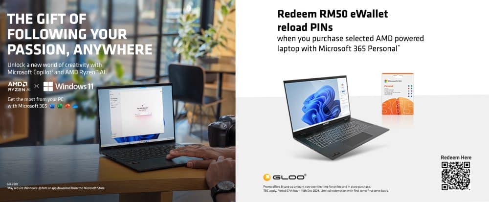 1090x450 gloo | beli peranti terpilih amd ryzen™ bundle dengan microsoft 365 personal dapat kredit tng e wallet rm50 | branded oh Media | oh Media 1090x450 gloo