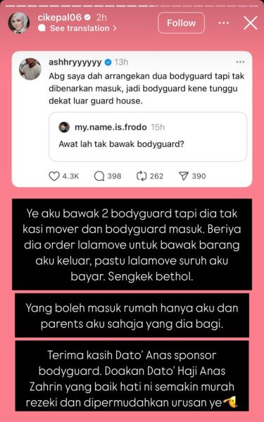 Cik Epal Dedah Sesuatu Ketika Datang Bersama ‘Bodyguard’ Ke Rumah Jofliam