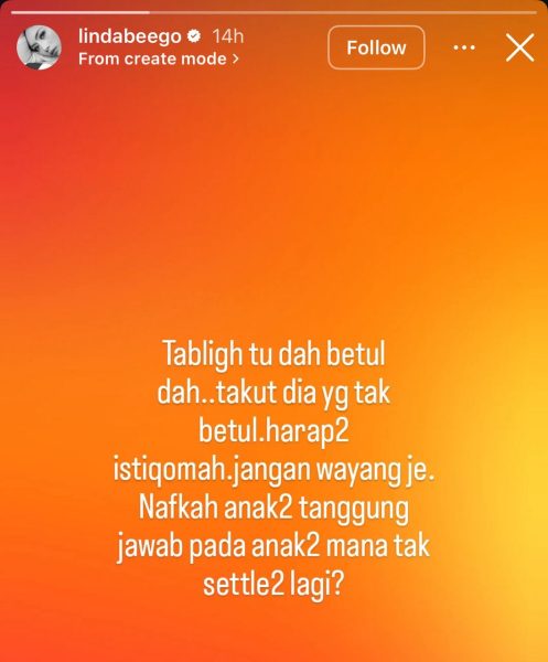 “Jangan Wayang Saja!” – Linda Hashim Bersuara Beego Lepas Sertai Tabligh