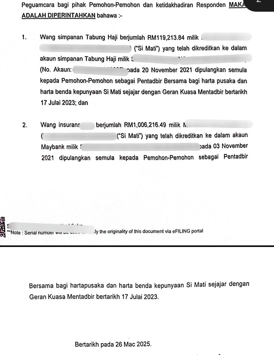 Hibah takaful | hibah takaful rm1 juta dicabar keluarga arwah suami mahkamah putuskan wang jadi faraid | oh Tidak oh Media | oh Media Hibah