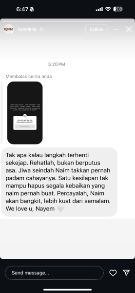 6467 | fans club titip kata kata semangat buat naim daniel | oh Media 6467