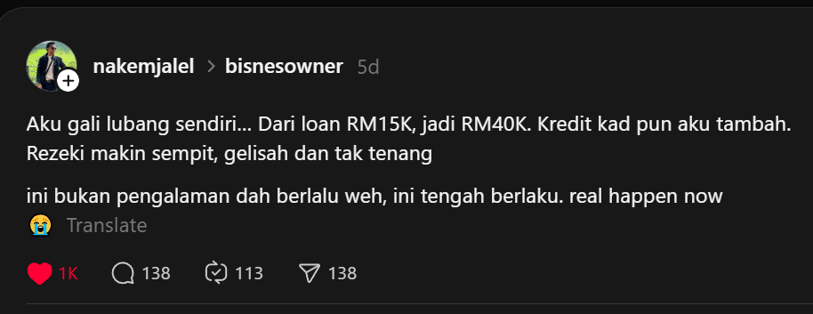 | dari rm15k ke rm100k lelaki kongsi realiti bayar hutang dengan cara gali lubang tutup lubang | oh Tidak oh Media | oh Media