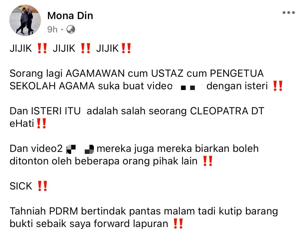 Mona din | ustaz didakwa rakam video jelik dengan isteri yang merupakan cleopatra ehati | oh Tidak oh Media | oh Media Mona Din