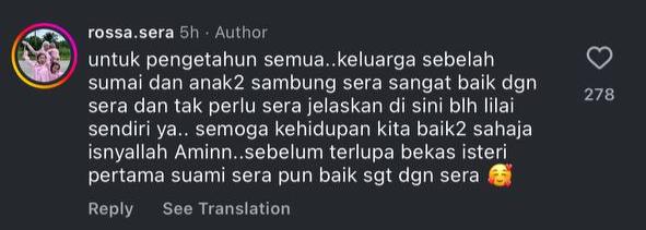 “Bekas Isteri Pertama Suami Sera Pun Baik Sangat” – Rossa Sera Jawab Tuduhan Penyondol