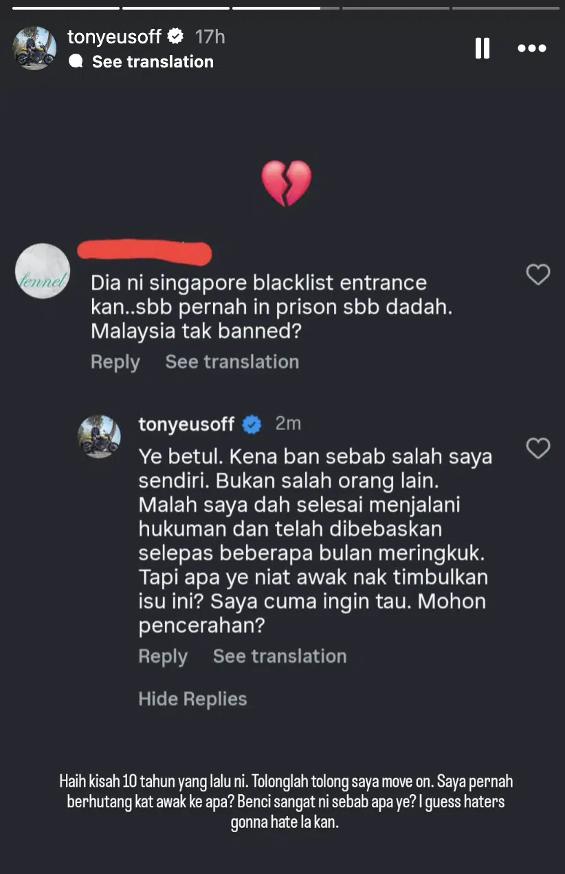 Tony eusoff | saya dah jalani hukuman kenapa masih nak bangkitkan tony eusoff | oh Artis oh Media | oh Media Tony Eusoff