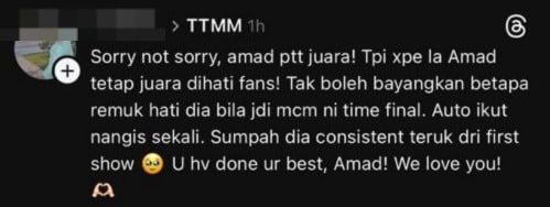 Amad 1 | amat patut juara tiba tiba kena panic attack netizen tak puas hati amad dapat tempat last di ttmm | oh Media Ttmm