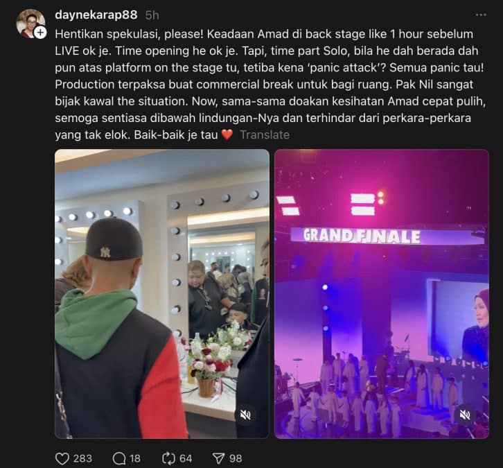 | amat patut juara tiba tiba kena panic attack netizen tak puas hati amad dapat tempat last di ttmm | oh Media