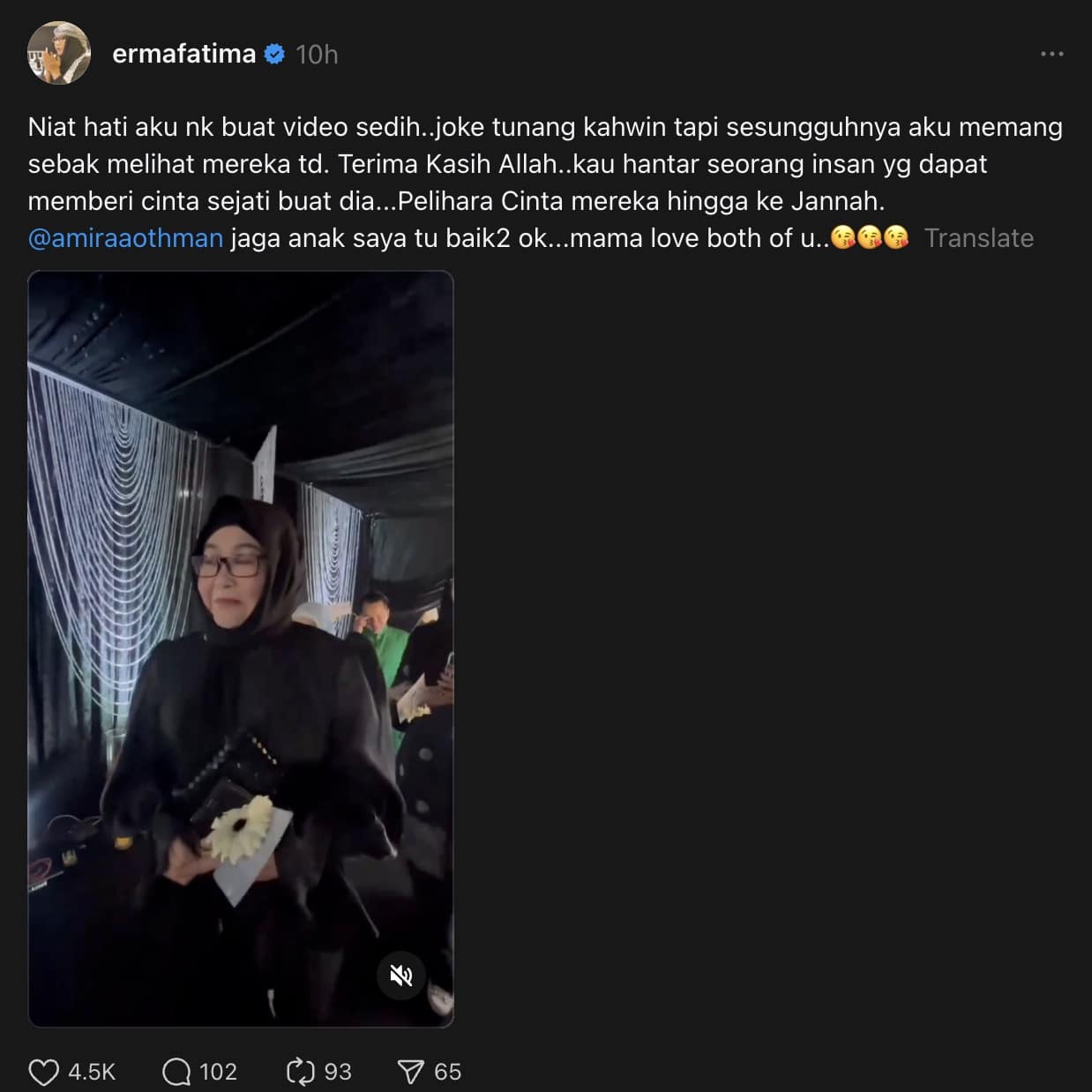 “Terima Kasih Allah..” – Erma Fatima Sebak Lihat Fattah Dan Amira  Othman Di Pelamin