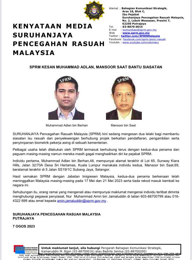 Sprm | sprm sahkan siasatan kes menantu muhyiddin selesai tapi masih sukar bawa pulang ke malaysia | oh Media Sprm