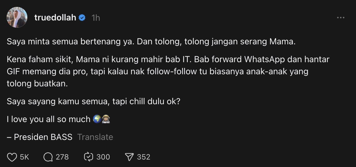 | saya minta semua bertenang ya tolong jangan serang mama syed abdullah | oh Media Syed Abdullah