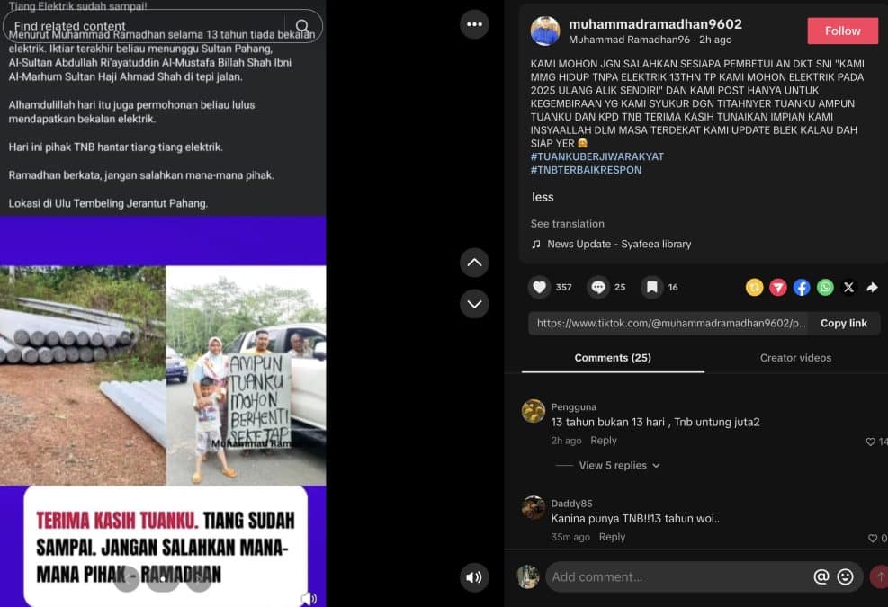 | jangan salahkan sesiapa keluarga 13 tahun tiada elektrik jelaskan hal sebenar syukur tiang sudah sampai | oh Media