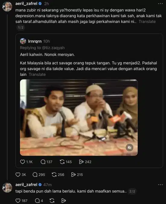 | kata perkahwinan tak sah anak kami tak sah taraf isu lama tular semula aeril zafrel pilih memaafkan | oh Media