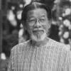 Smiling elderly man with glasses and a gray beard wearing a plaid shirt outdoors.