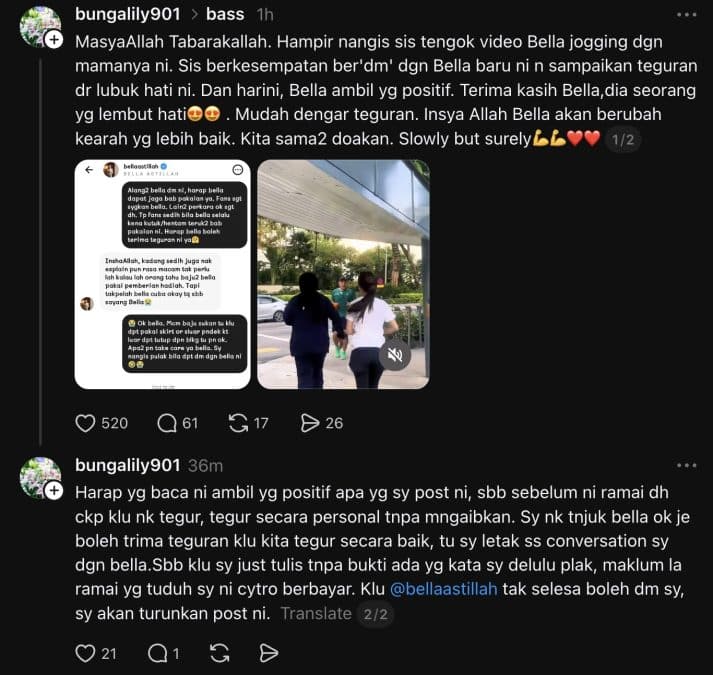 | hampir nangis tengok peminat lega tengok bella astillah pakai sopan selepas ditegur soal pakaian | oh Artis oh Media | oh Media