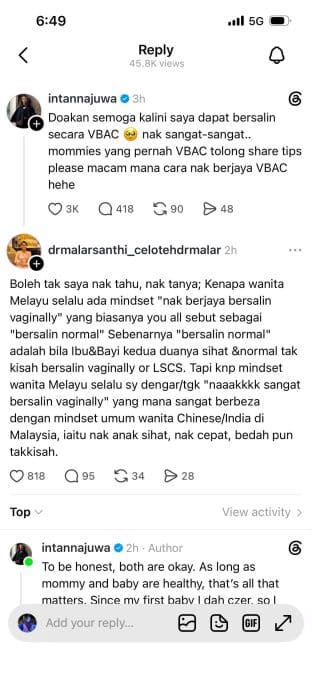 Dr malar | kenapa wanita melayu selalu ada mindset nak berjaya bersalin vaginally komen dr malar pada intan najuwa curi perhatian | oh Media Dr Malar