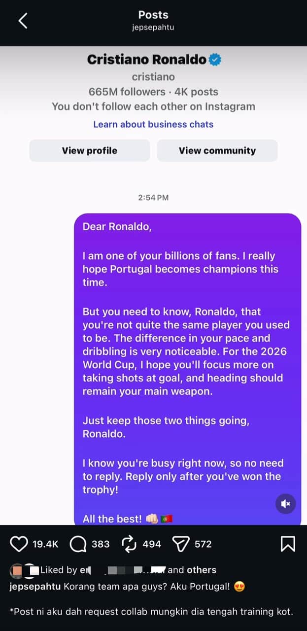 Jep | sari yanti terhibur bantu jep tulis mesej untuk ronaldo bagi nasihat piala dunia | oh Media Jep