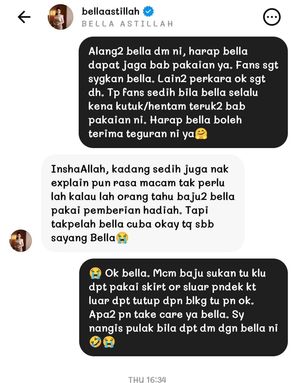 Tegur bella | hampir nangis tengok peminat lega tengok bella astillah pakai sopan selepas ditegur soal pakaian | oh Artis oh Media | oh Media Tegur Bella