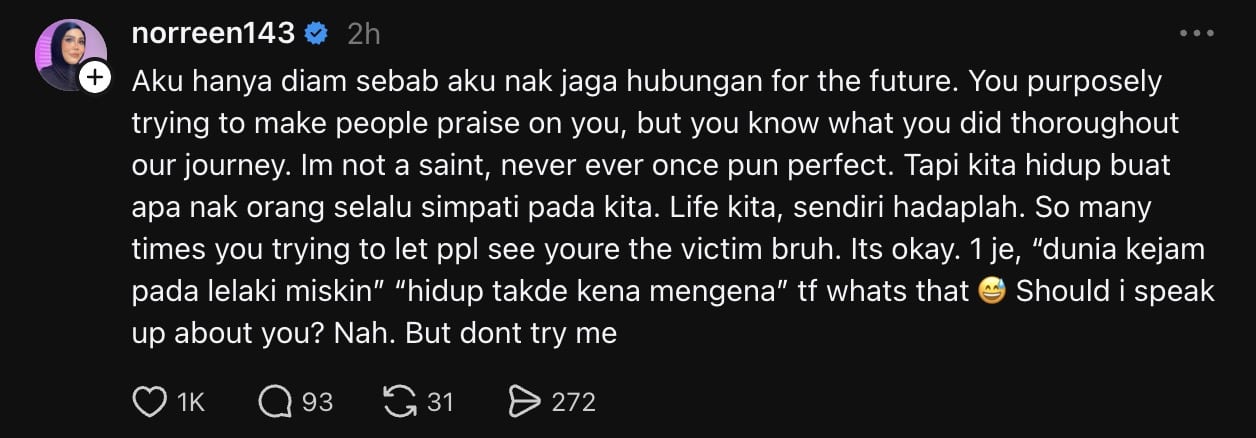 | dunia kejam pada lelaki miskin hidup takda kena mengena apa tu norreen bengang dengan bekas suami | oh Media norreen