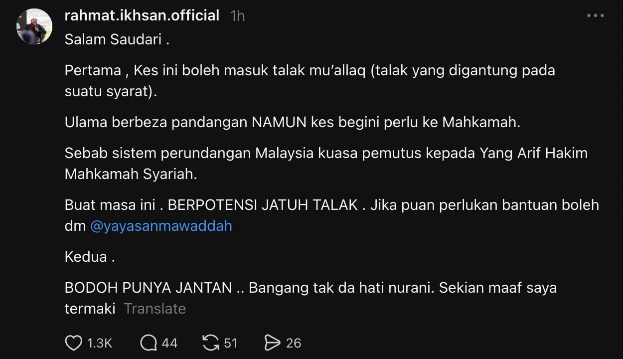 | dia balik pagi meraung macam orang gila suami didakwa panik lepas bertaruh talak 3 kalau argentina kalah | oh Media pu rahmat