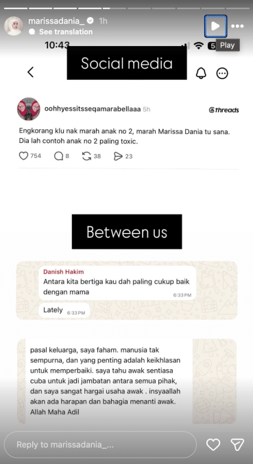 | marissa dania jawab dakwaan ketepikan abby abadi tunjuk bukti masih berhubung | oh Media