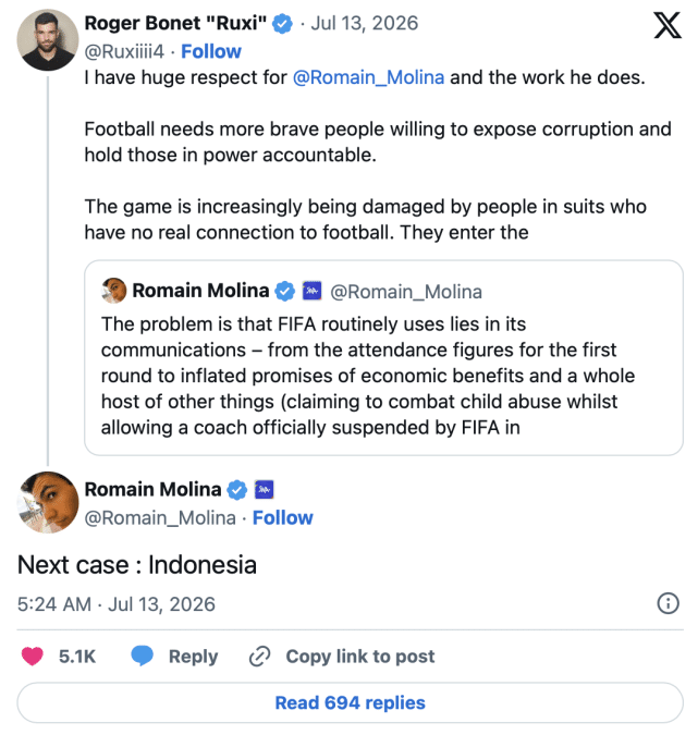 | molina dedah bayangan skandal fifa indonesia jadi kes seterusnya | oh Media