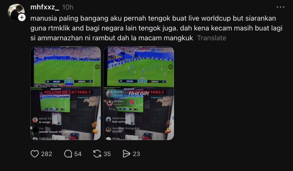 | kena kecam pun buat lagi netizen dakwa influencer kentang masih live piala dunia siap ada watermark rtm | oh Media