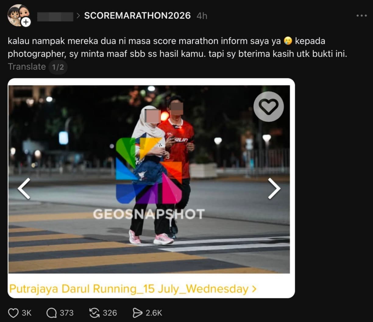 Curang marathon | kalau nampak mereka di score marathon inform saya wanita dakwa suami curang ketika acara larian | oh Media Curang Marathon