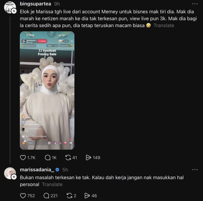 | marissa dania jawab isu buat live di akaun memey suhaiza tak support ibu kandung | oh Media marissa dania