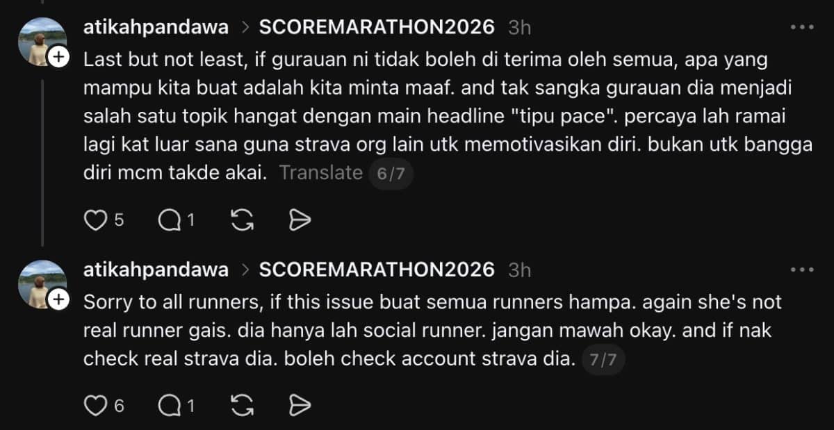 | tak perlu malu dik influencer terkenal kantoi edit rekod marathon pace 11 jadi pace 6 | oh Media mia azhar