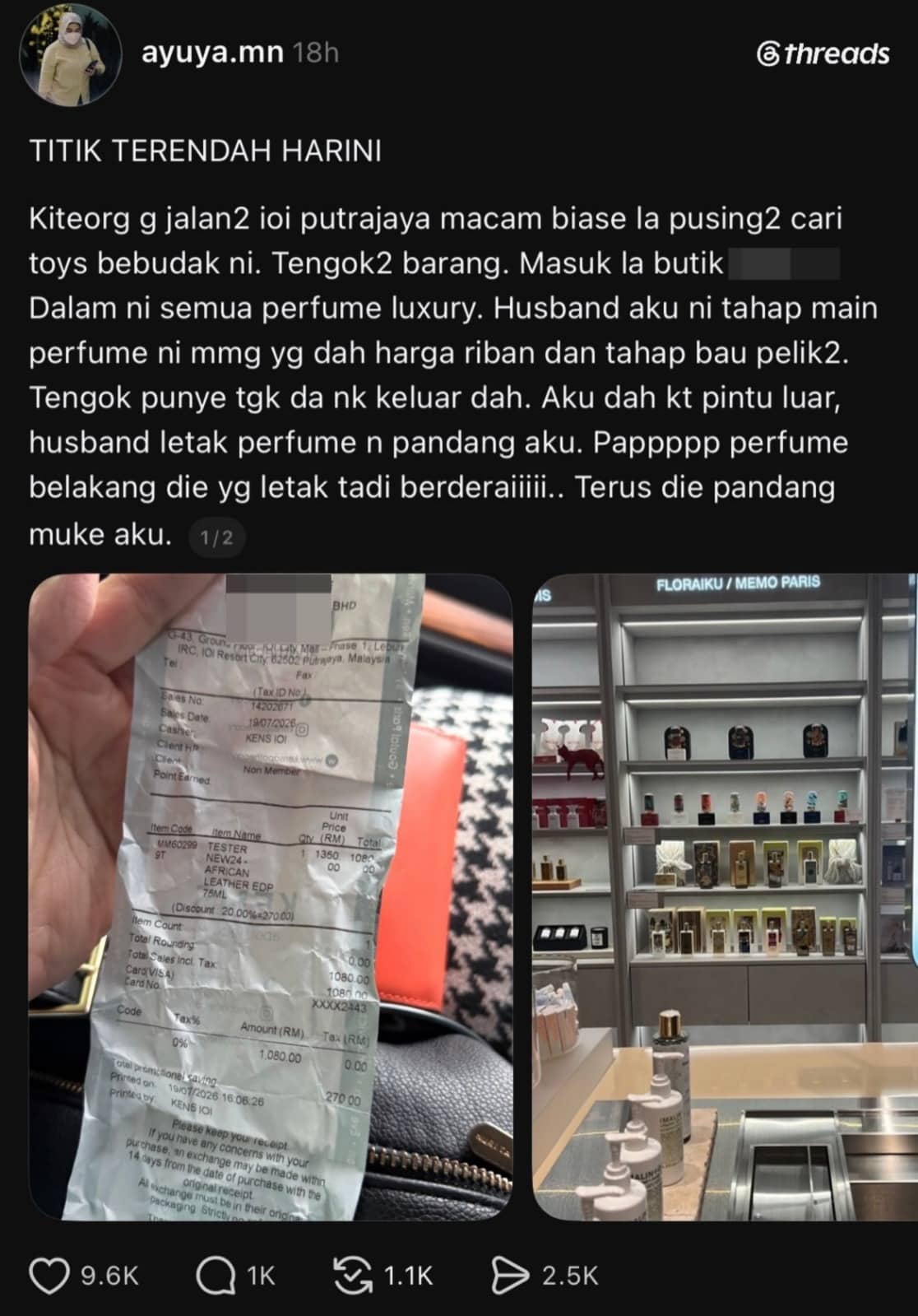 Perfume 1 | wanita kena bayar rm1080 selepas suami tak sengaja pecahkan tester minyak wangi | oh Media Perfume 1
