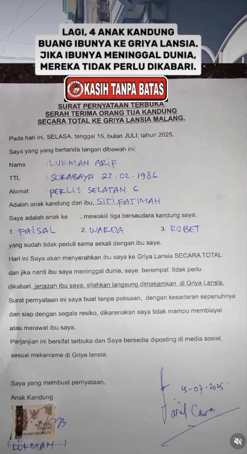 | jika ibu meninggal tidak perlu beritahu tular kisah 4 anak serah ibu ke rumah warga emas selamanya | oh Tidak oh Media | oh Media warga emas