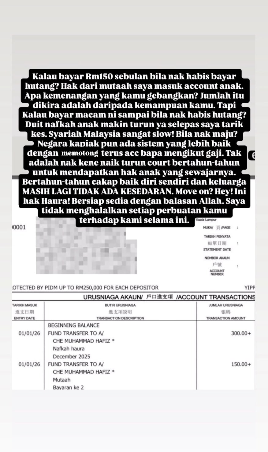 | bila nak habis lufya dakwa bekas suami bayar rm300 nafkah anak mutaah rm150 sebulan | oh Artis oh Media | oh Media lufya omar