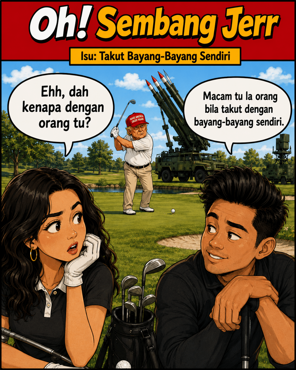 Oh! Sembang Jerr - Donald Trump Main Golf Ditemani Sistem Peluru Berpandu