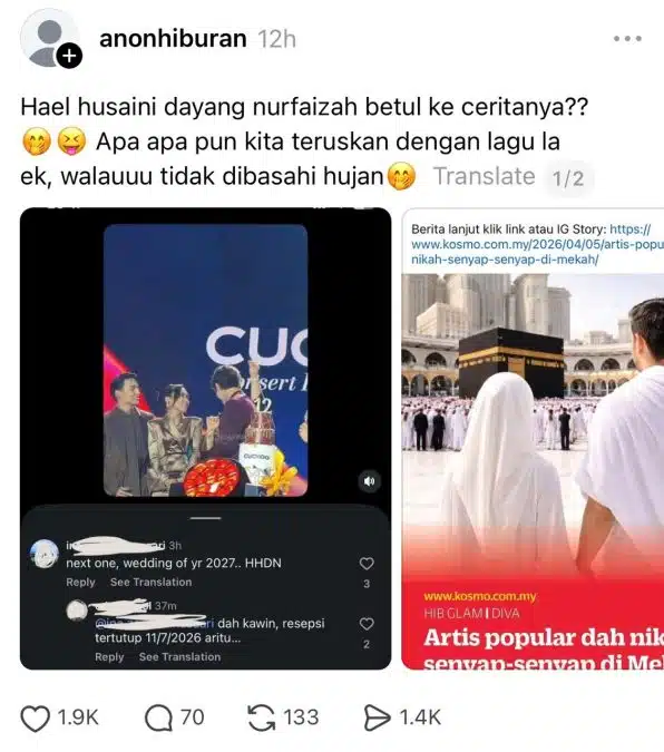 Hael husaini | netizen korek foto lama hael husaini daam dayang nurfaizah dakwaan sudah kahwin jadi bualan | oh Media | oh Media hael husaini