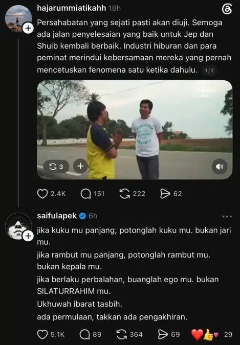Jep shuib | saiful apek titip nasihat isu jep sepahtu dan shuib undang perhatian ramai | oh Media | oh Media jep shuib
